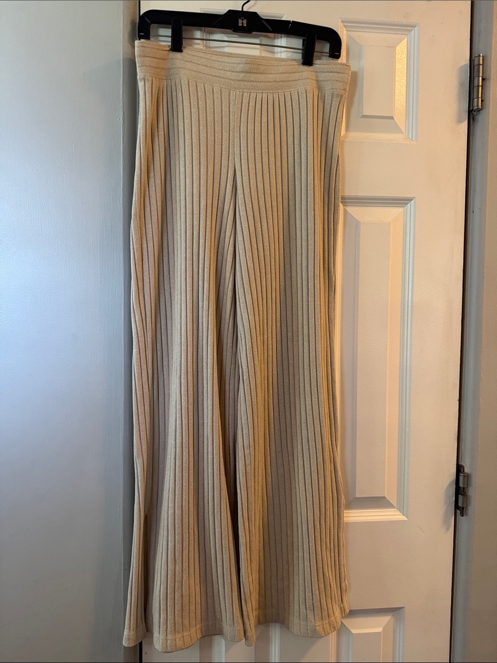 Gilly Hicks Ribbed Wide-Leg Knit Pants - Cream
